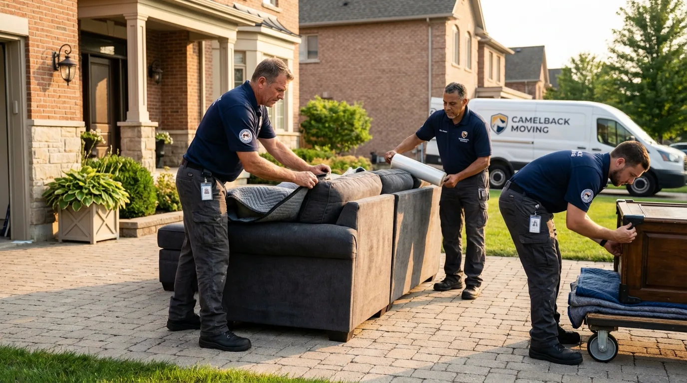 Large estate moving crew wrapping furniture in Duson, LA